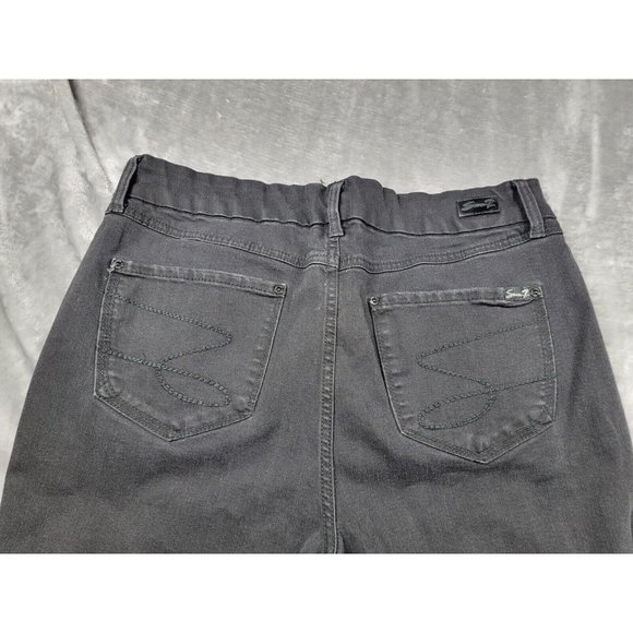 Seven7 Jeans Women's 16 Tummyless High Rise Skinny Black Distressed‎ Denim 36x28 - Picture 8 of 9